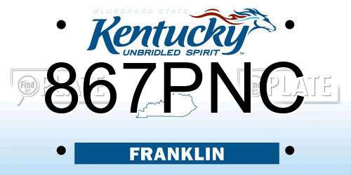 867PNC Kentucky License Plate