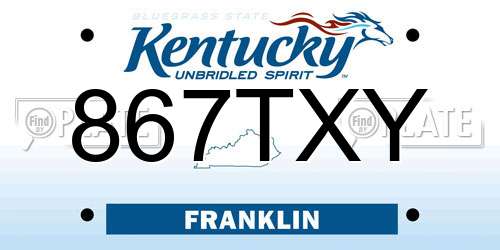 867TXY Kentucky License Plate