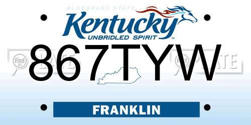 867TYW Kentucky License Plate
