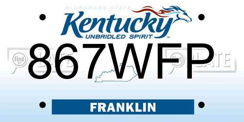 867WFP Kentucky License Plate