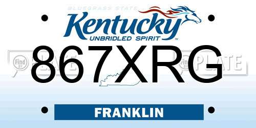 867XRG Kentucky License Plate