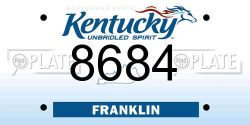 8684 Kentucky License Plate