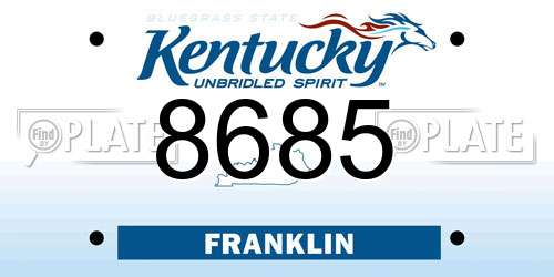 8685 Kentucky License Plate