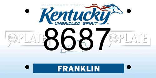 8687 Kentucky License Plate