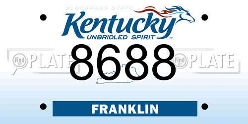 8688 Kentucky License Plate