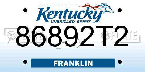 86892T2 Kentucky License Plate