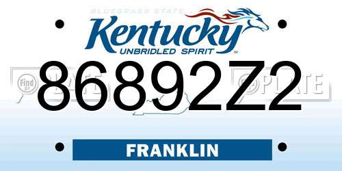 86892Z2 Kentucky License Plate