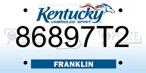 86897T2 Kentucky License Plate