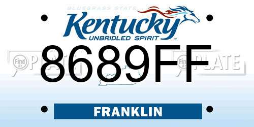 8689FF Kentucky License Plate