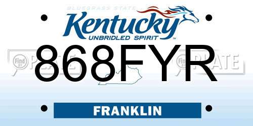 868FYR Kentucky License Plate