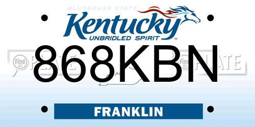 868KBN Kentucky License Plate