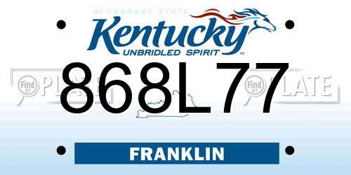 868L77 Kentucky License Plate