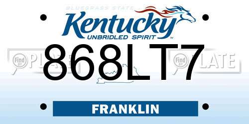 868LT7 Kentucky License Plate