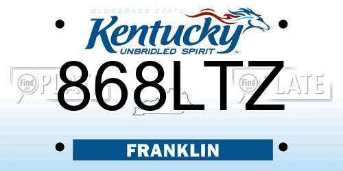 868LTZ Kentucky License Plate