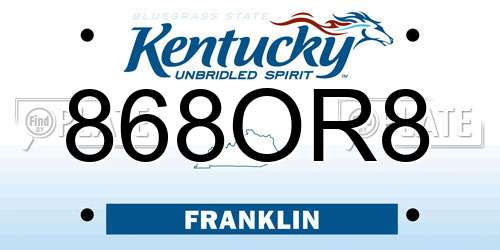 868OR8 Kentucky License Plate