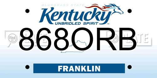 868ORB Kentucky License Plate
