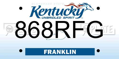 868RFG Kentucky License Plate