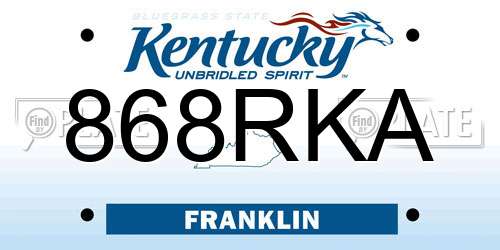 868RKA Kentucky License Plate