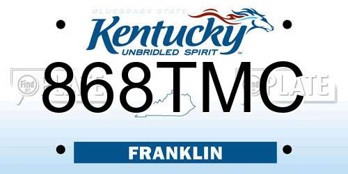 868TMC Kentucky License Plate