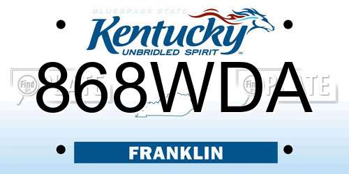 868WDA Kentucky License Plate