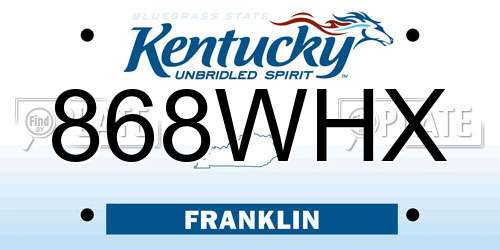 868WHX Kentucky License Plate