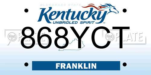 868YCT Kentucky License Plate