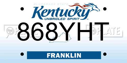 868YHT Kentucky License Plate