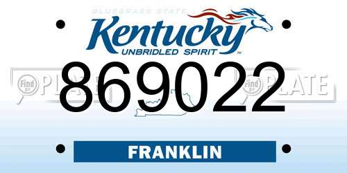 869022 Kentucky License Plate