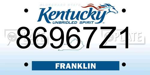 86967Z1 Kentucky License Plate