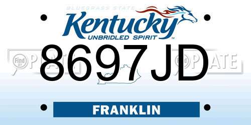 8697JD Kentucky License Plate