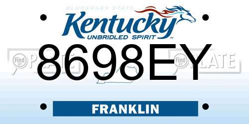 8698EY Kentucky License Plate