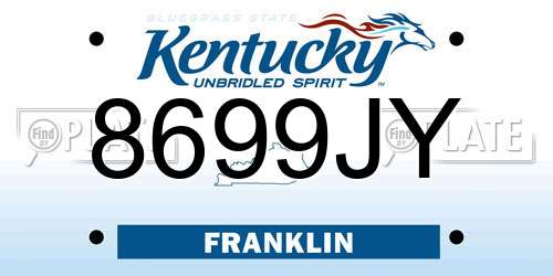 8699JY Kentucky License Plate