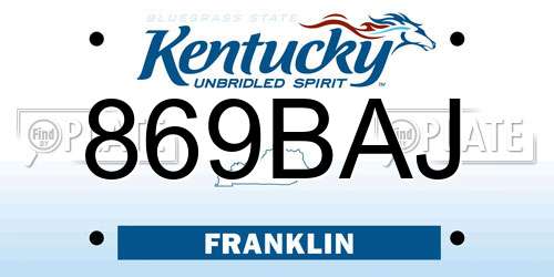 869BAJ Kentucky License Plate