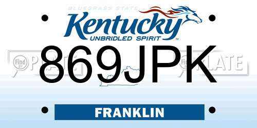 869JPK Kentucky License Plate
