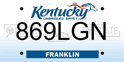 869LGN Kentucky License Plate