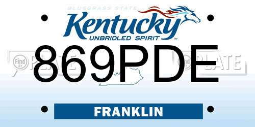 869PDE Kentucky License Plate