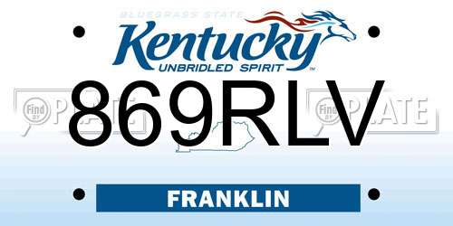 869RLV Kentucky License Plate