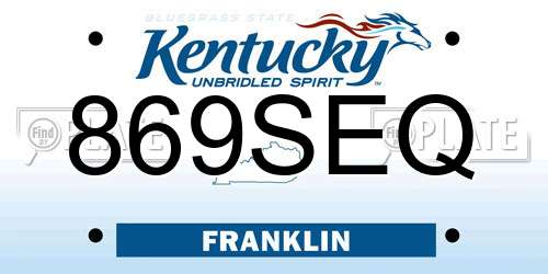 869SEQ Kentucky License Plate