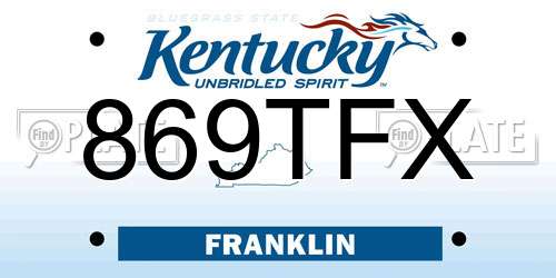 869TFX Kentucky License Plate