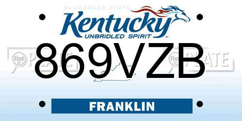 869VZB Kentucky License Plate