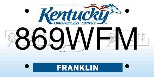 869WFM Kentucky License Plate