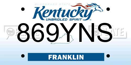 869YNS Kentucky License Plate