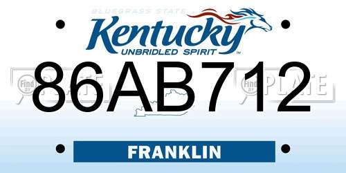 86AB712 Kentucky License Plate