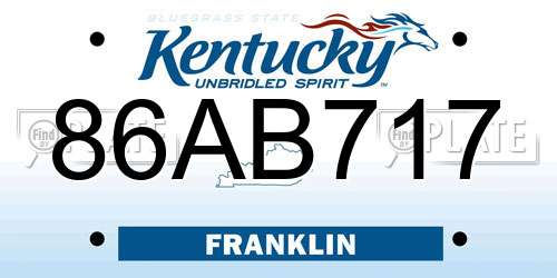 86AB717 Kentucky License Plate