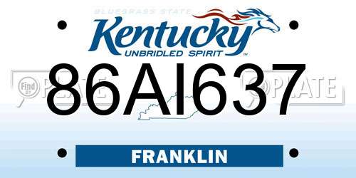 86AI637 Kentucky License Plate