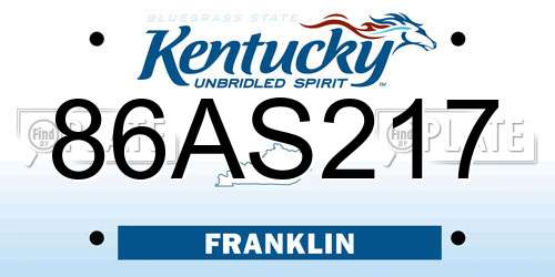 86AS217 Kentucky License Plate