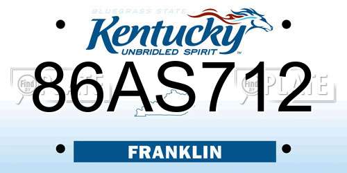86AS712 Kentucky License Plate