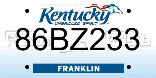 86BZ233 Kentucky License Plate