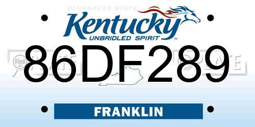 86DF289 Kentucky License Plate