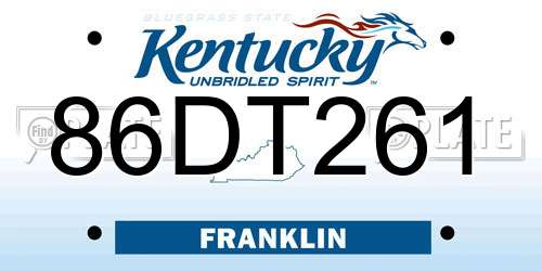 86DT261 Kentucky License Plate